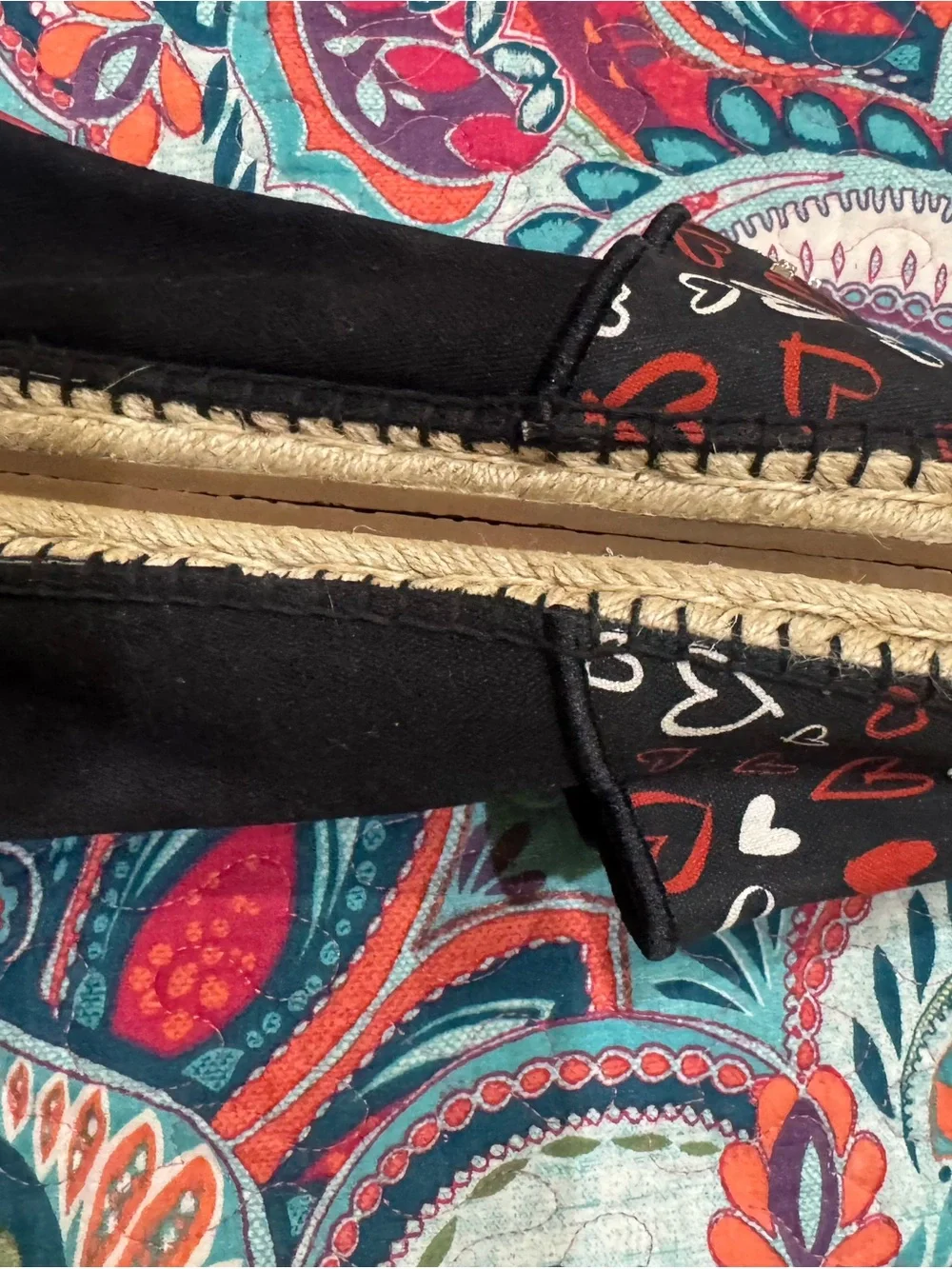 Kate Spade Black Red and White Heart-Print Slip-On Flats